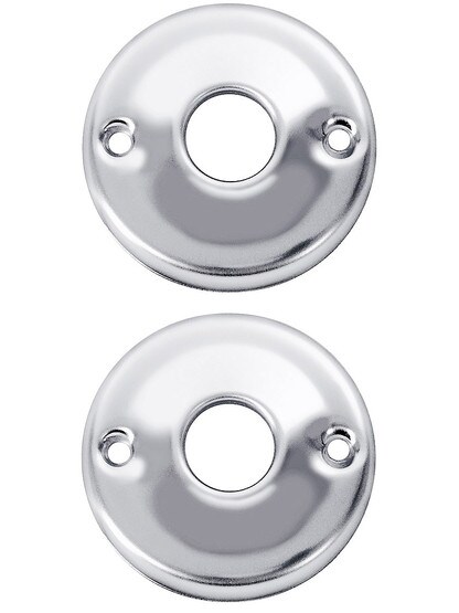 Pair of 2 1/4 inch Pressed Brass Rosettes With 5/8 inch Collar in Polished Chrome.